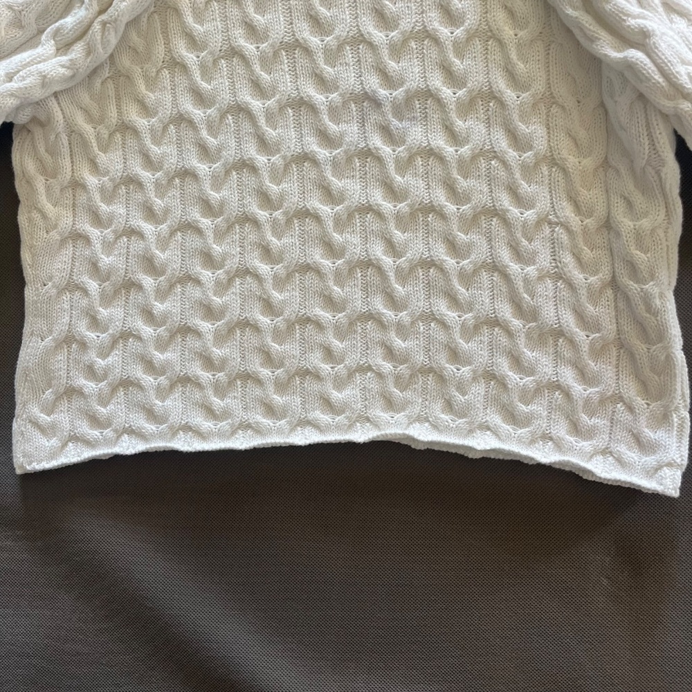 J.Crew White Relaxed-fit Cable-knit Crewneck Sweater Size Small - Picture 6 of 9